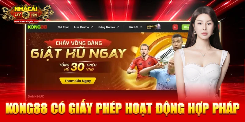 KONG88 có giấy phép hoạt động hợp pháp